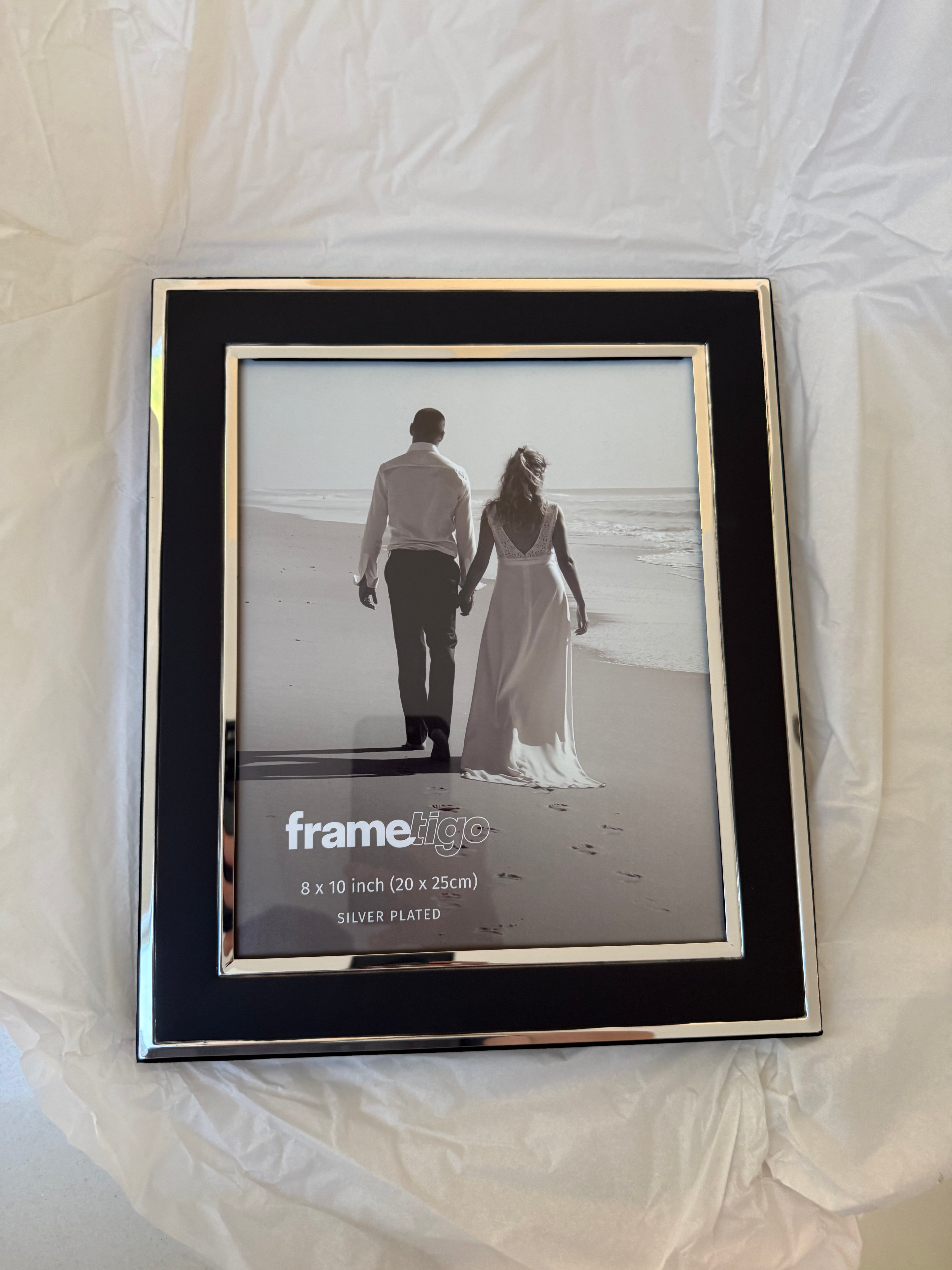 Silver Plated Black Picture Frame (Frametigo) 8"x10" 20x25cm