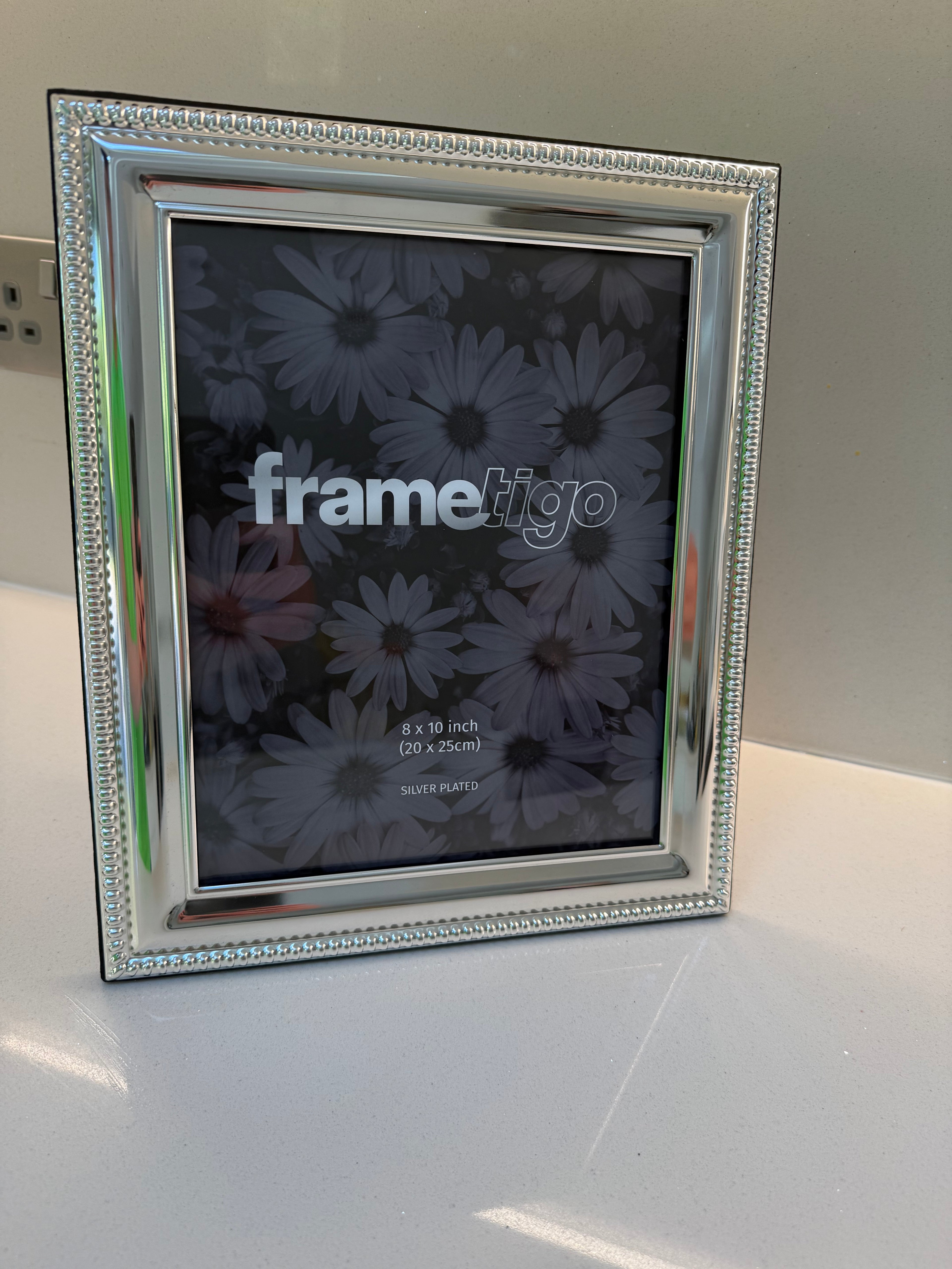 Luxury Silver Plated Bead Photo Frame (Frametigo) 8x10” 20x25cm
