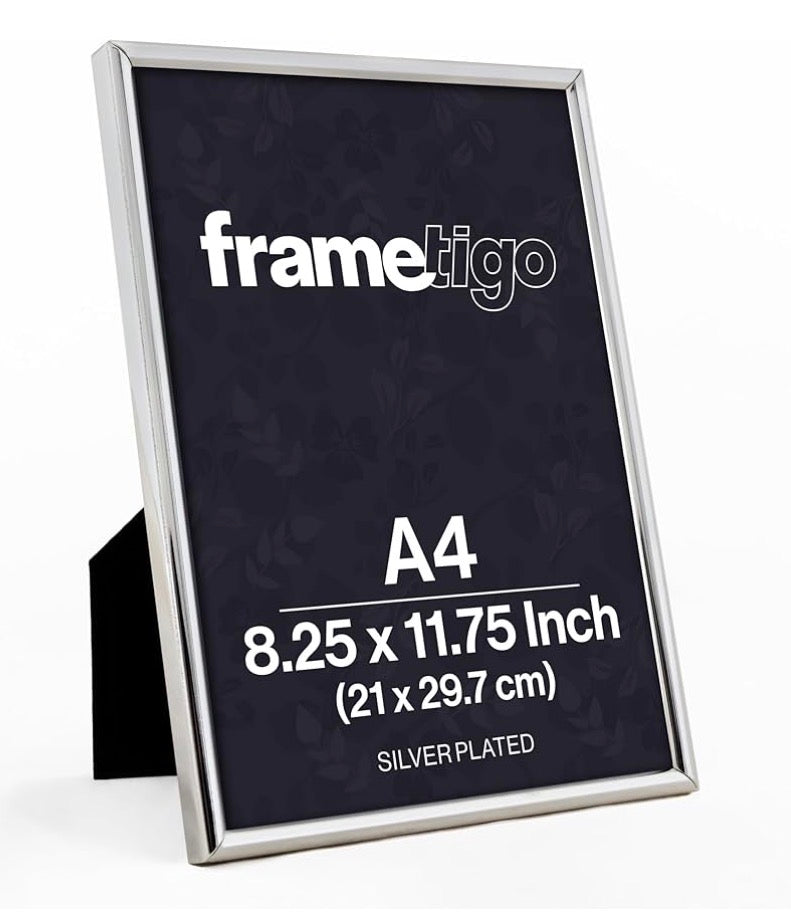 Silver Plated Thin Edge PictureFrame (Frametigo) A4/8.25"x11.75"