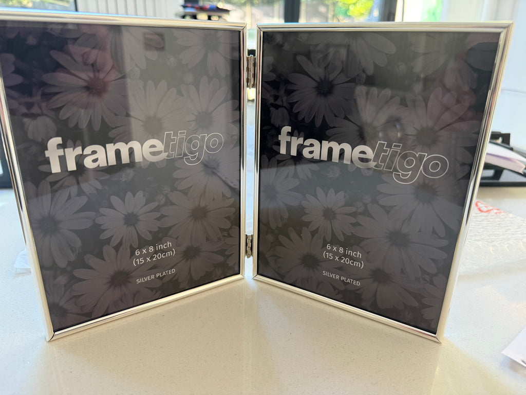 Silver Plated Thin Edge Double Photo Frame (Frametigo) 6"x8" 15x20cm