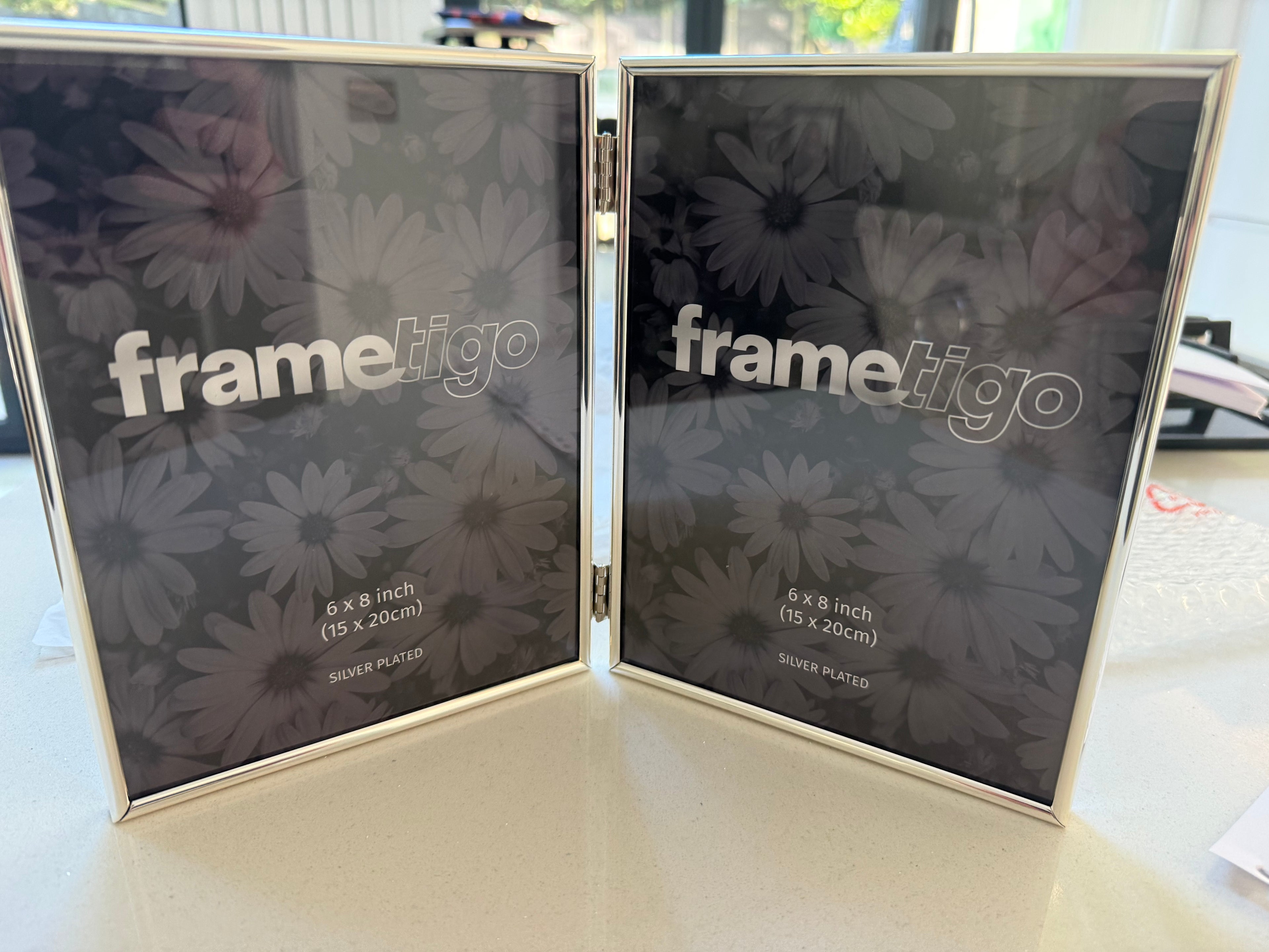 Silver Plated Thin Edge Double Photo Frame (Frametigo) 6"x8" 15x20cm