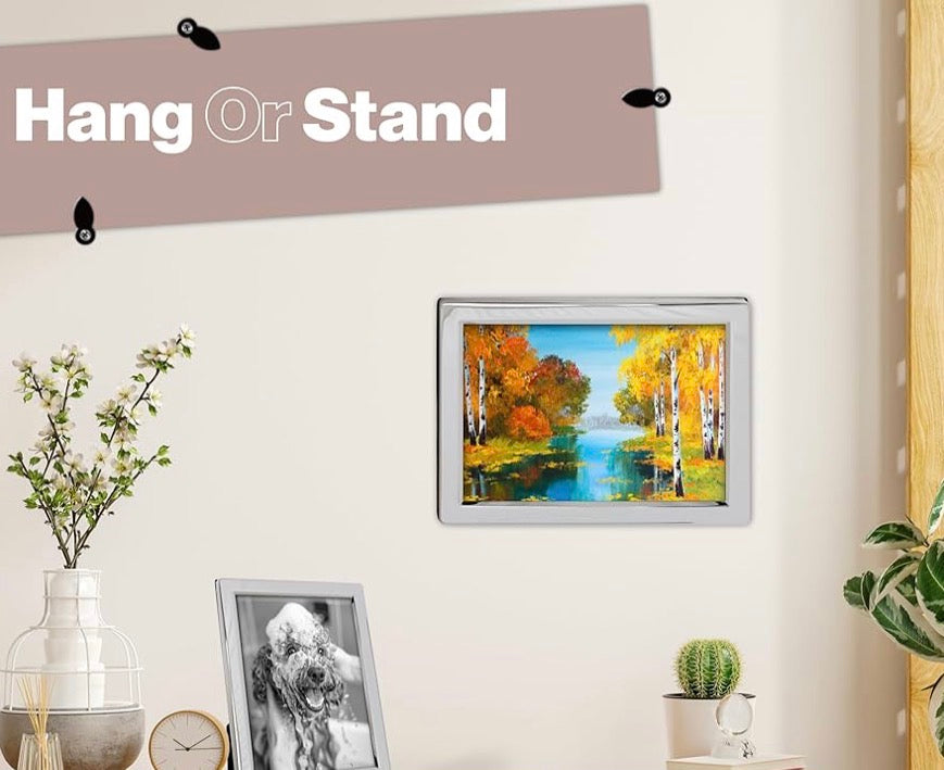 Luxury Silver Plated Flat Edge Picture Frame (Frametigo) A4(8.25”x11.75”) Large