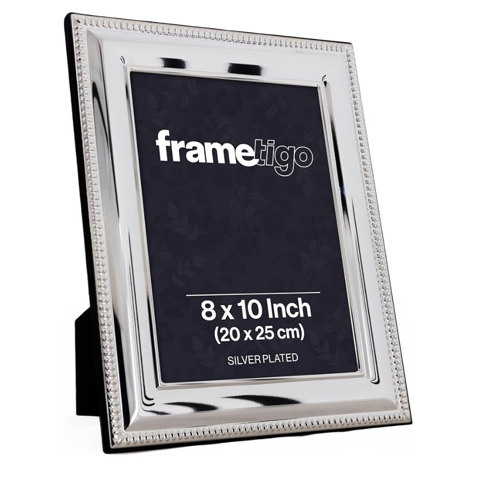 Luxury Silver Plated Bead Photo Frame (Frametigo) 8x10” 20x25cm