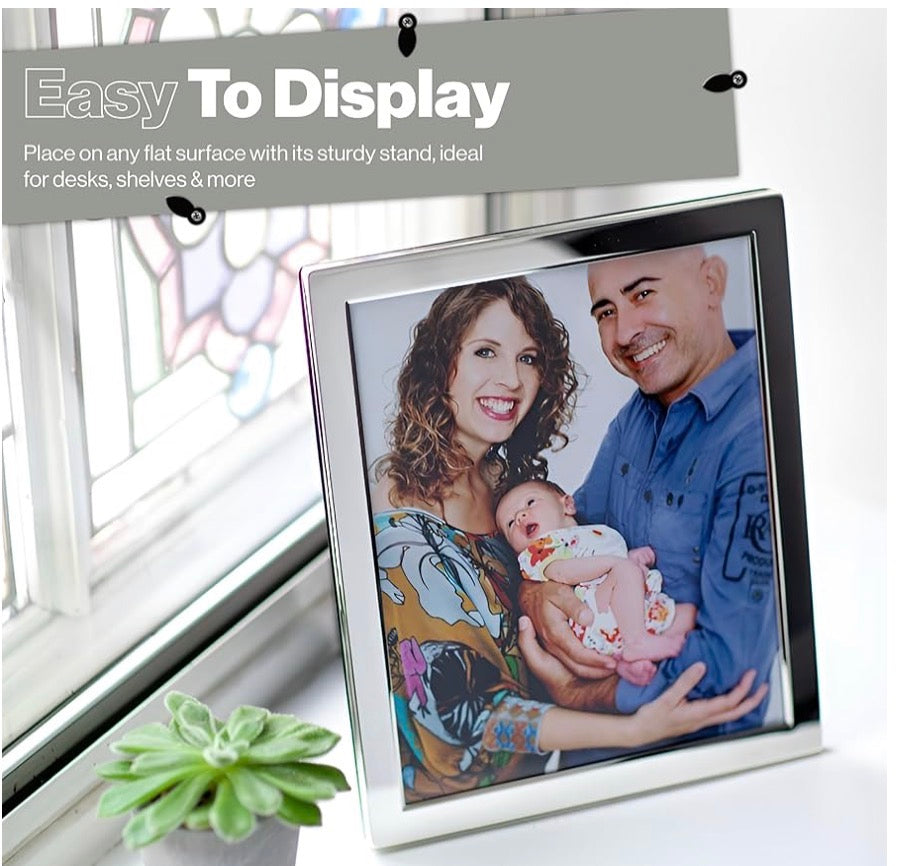 Luxury Silver Plated Flat Edge Picture Frame (Frametigo) A4(8.25”x11.75”) Large