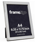 Luxury Silver Plated Flat Edge Picture Frame (Frametigo) A4(8.25”x11.75”) Large