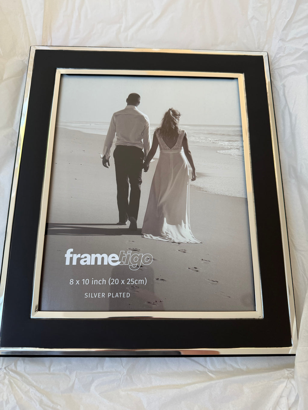 Silver Plated Black Picture Frame (Frametigo) 8"x10" 20x25cm