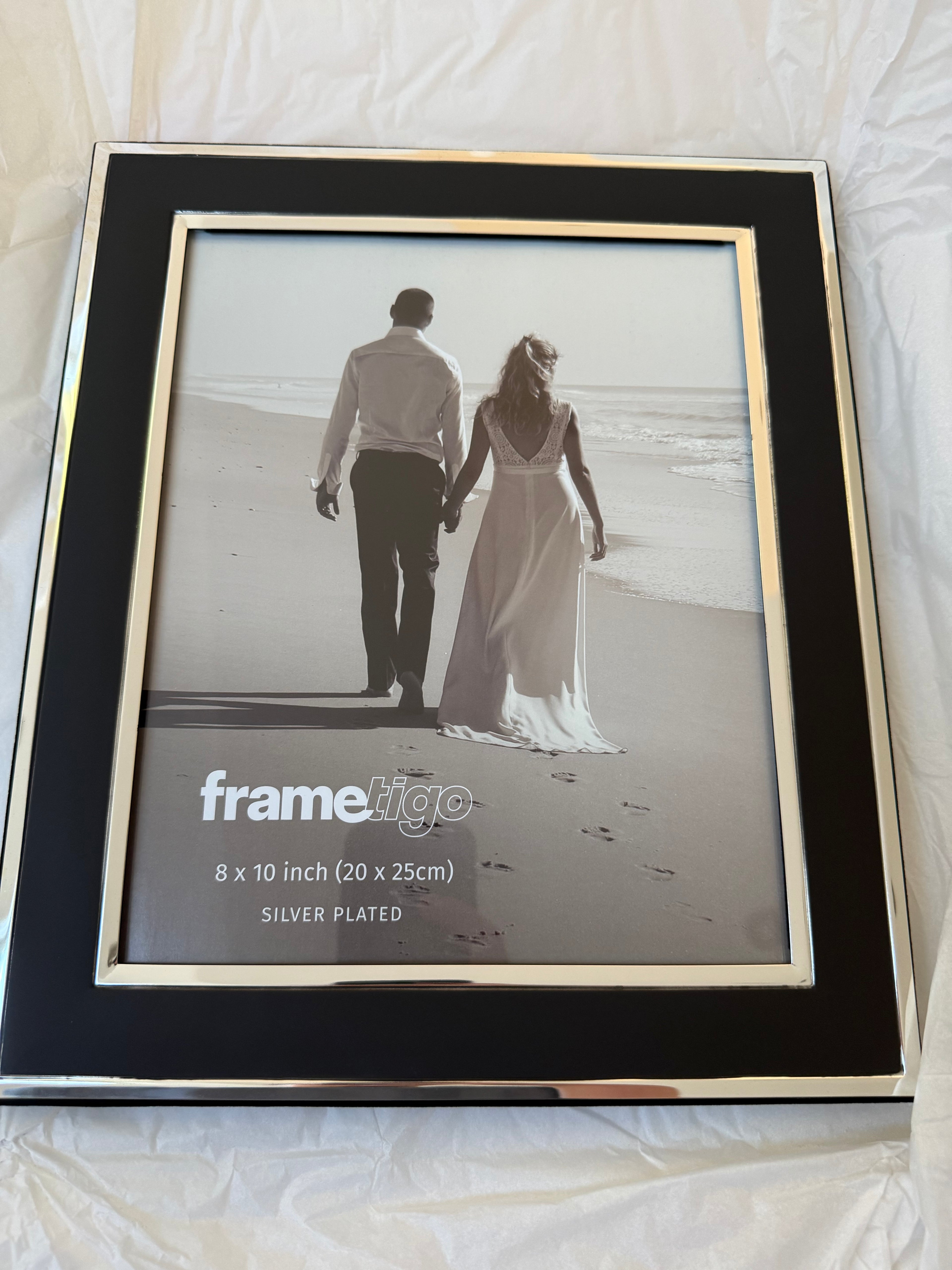 Silver Plated Black Picture Frame (Frametigo) 8"x10" 20x25cm