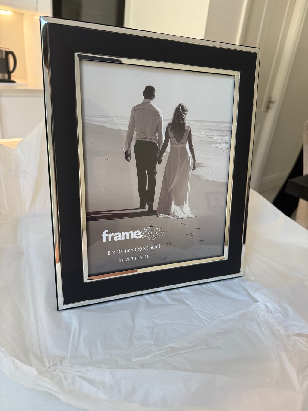 Silver Plated Black Picture Frame (Frametigo) 8"x10" 20x25cm