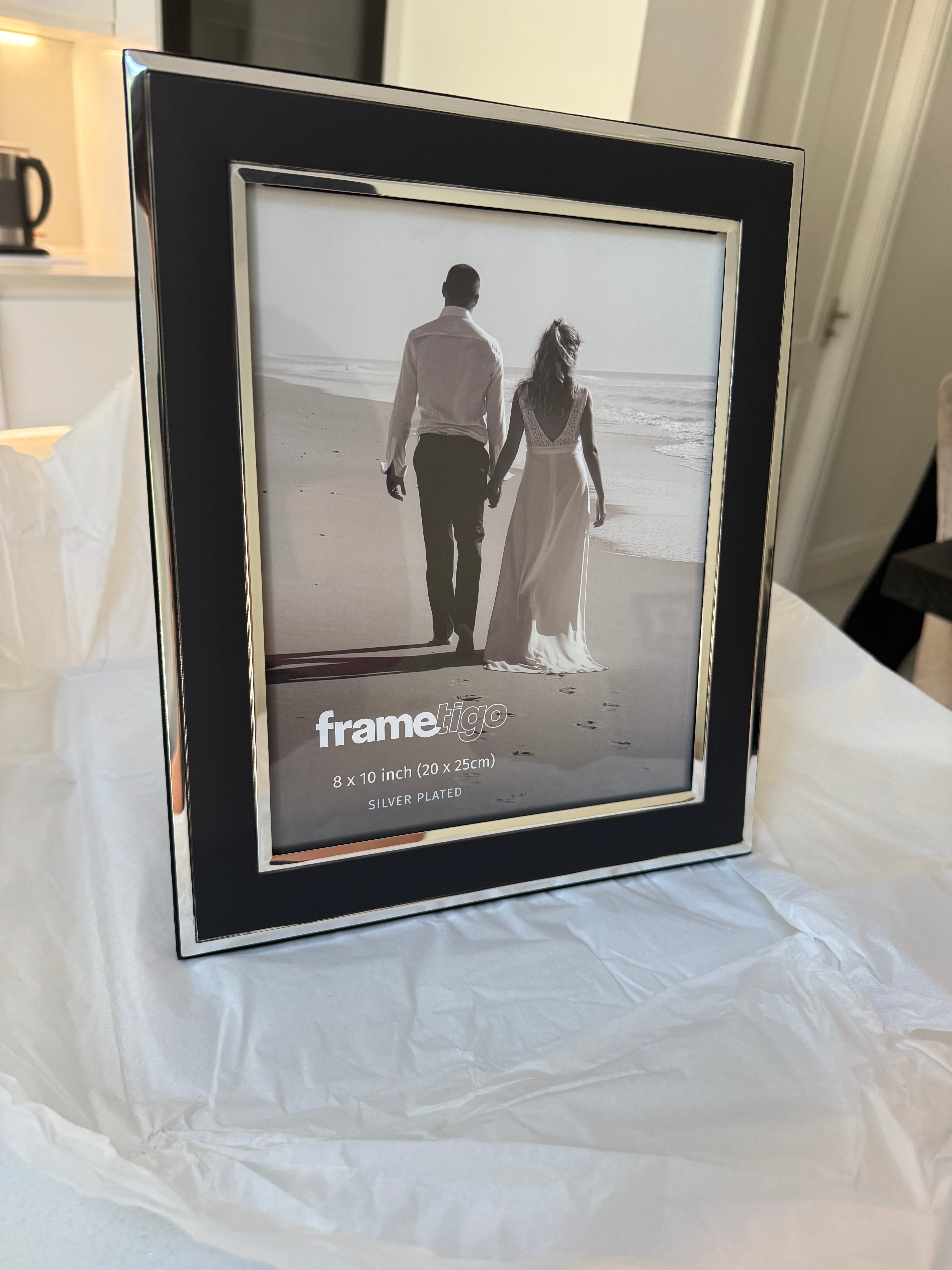 Silver Plated Black Picture Frame (Frametigo) 8"x10" 20x25cm