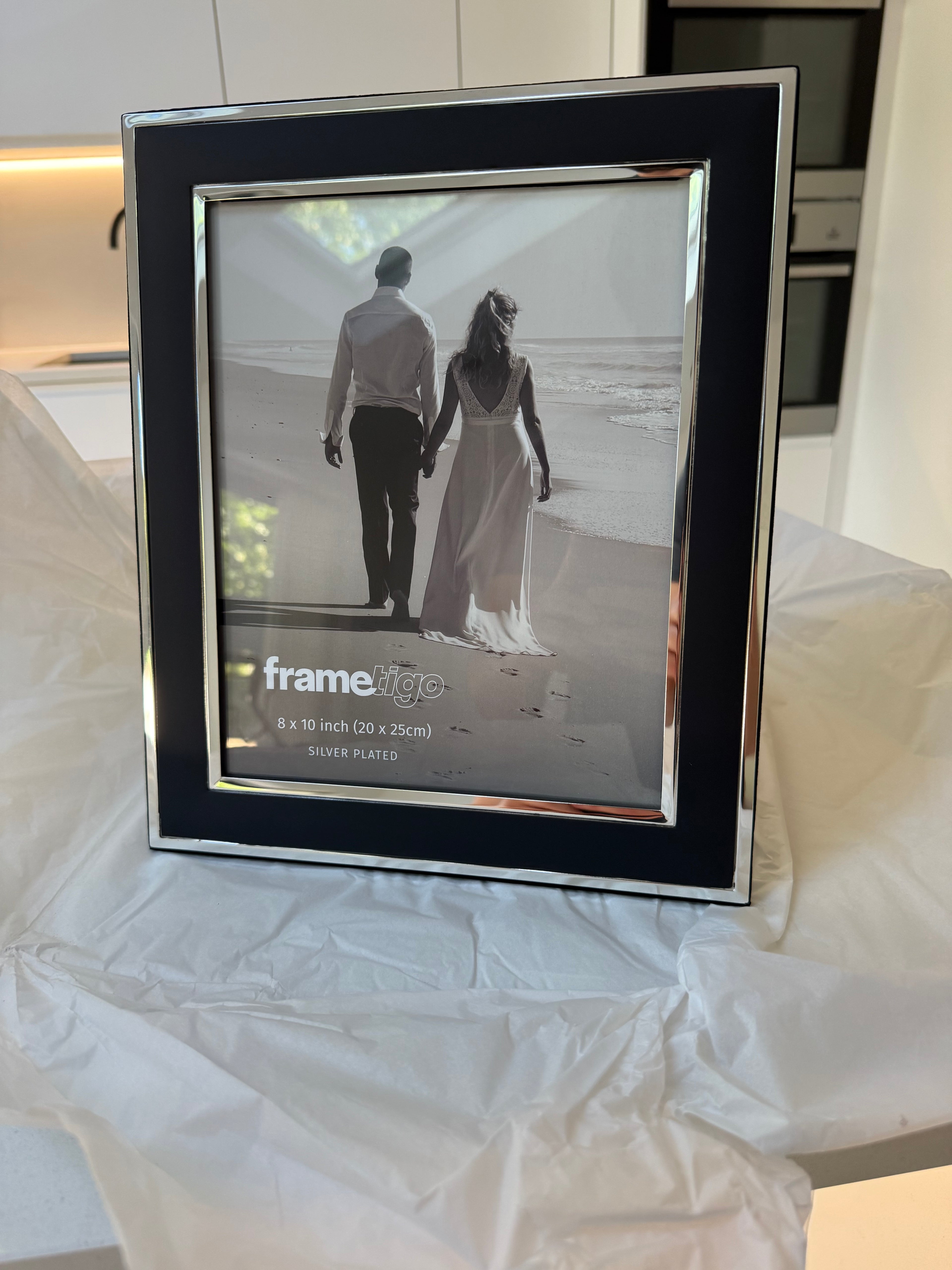Silver Plated Black Picture Frame (Frametigo) 8"x10" 20x25cm