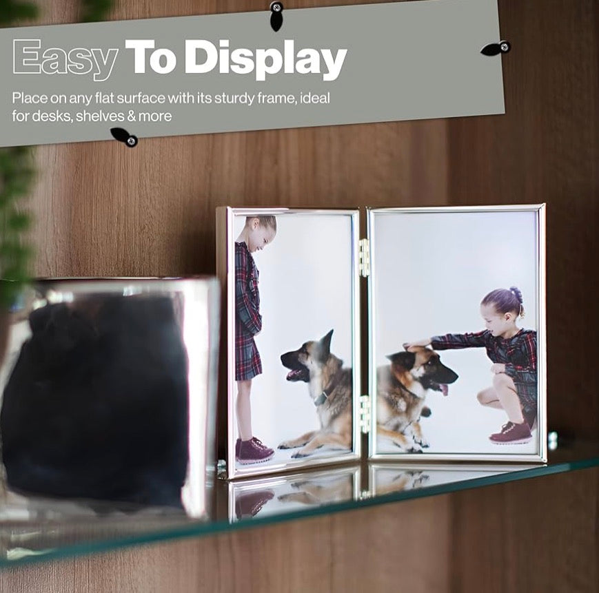 Silver Plated Thin Edge Double Photo Frame (Frametigo) 6"x8" 15x20cm