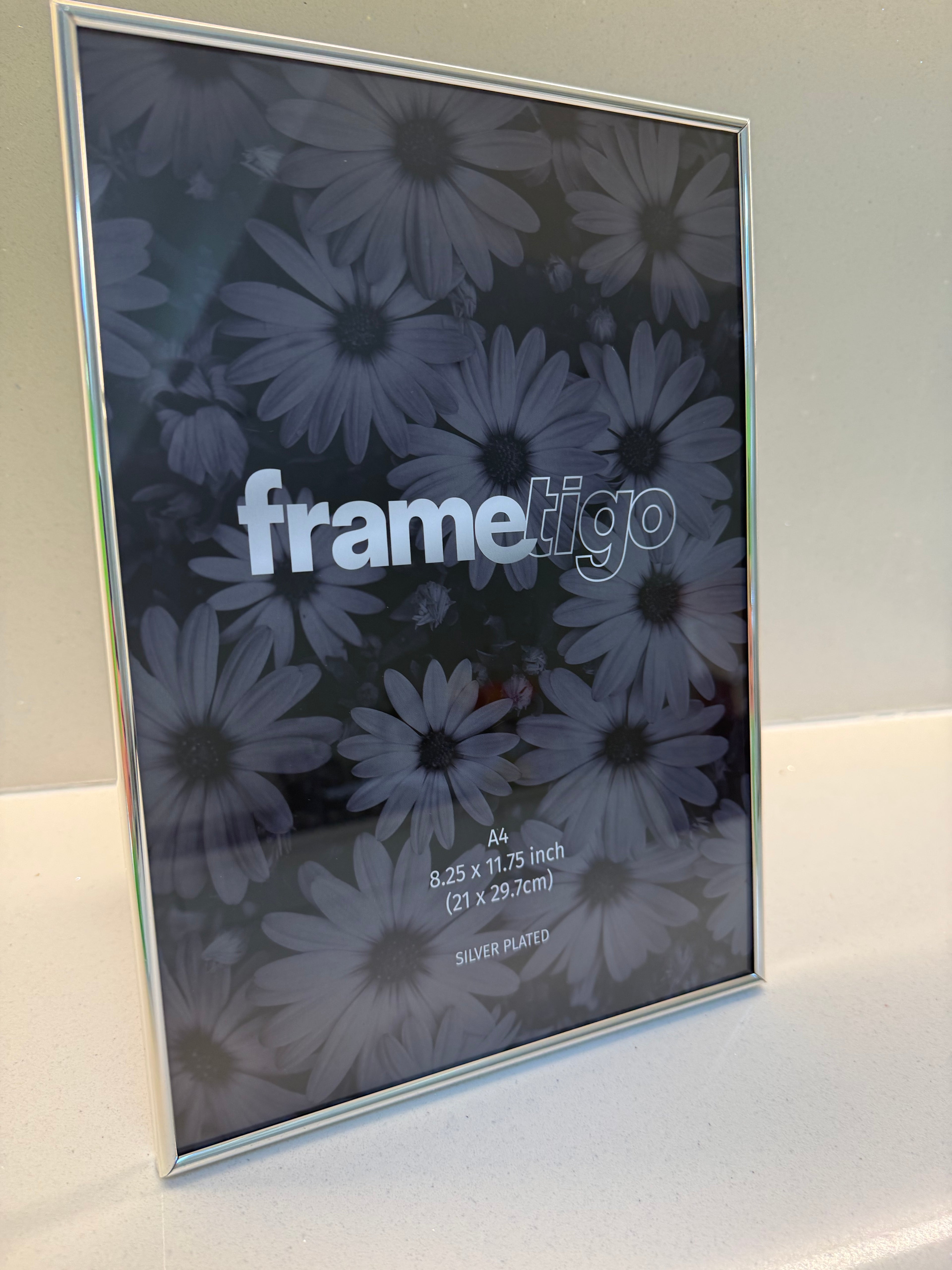 Silver Plated Thin Edge PictureFrame (Frametigo) A4/8.25"x11.75"