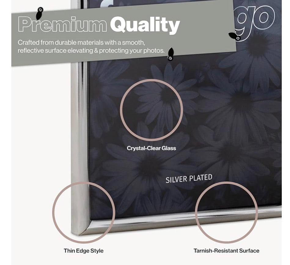Silver Plated Thin Edge Double Photo Frame (Frametigo) 6"x8" 15x20cm