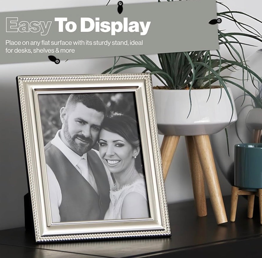 Luxury Silver Plated Bead Photo Frame (Frametigo) 8x10” 20x25cm