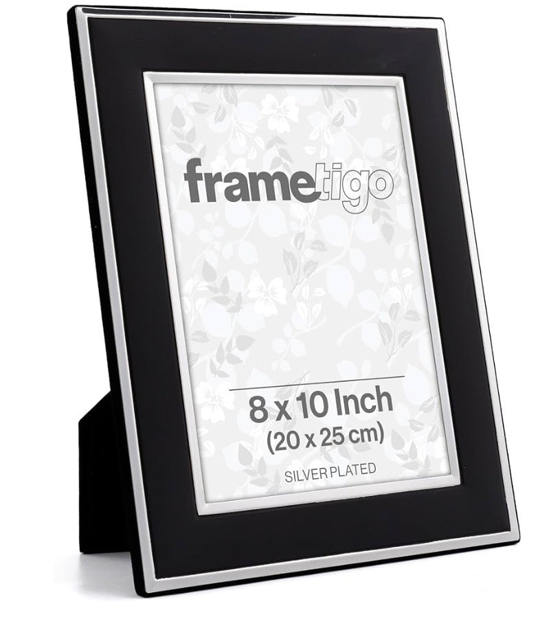 Silver Plated Black Picture Frame (Frametigo) 8"x10" 20x25cm