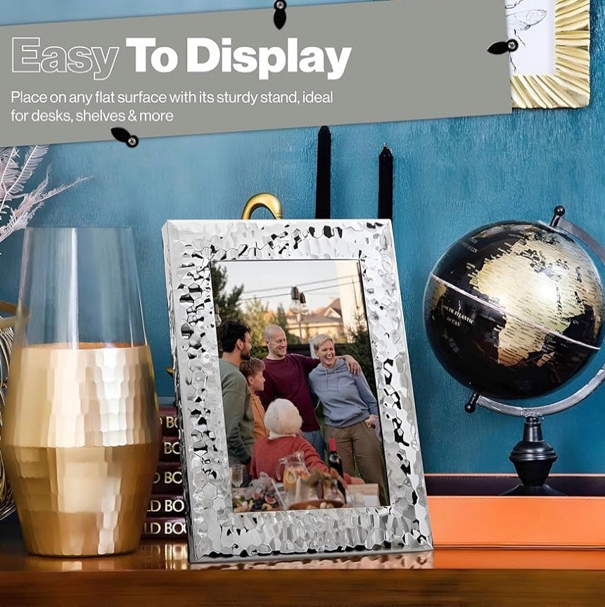 Silver Plated Hammered Picture Frame (Frametigo) 6” x8” 15x20cm