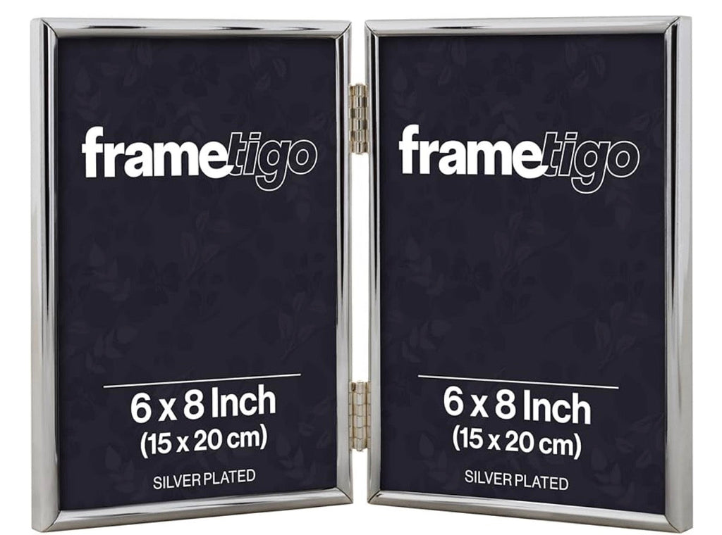 Silver Plated Thin Edge Double Photo Frame (Frametigo) 6"x8" 15x20cm