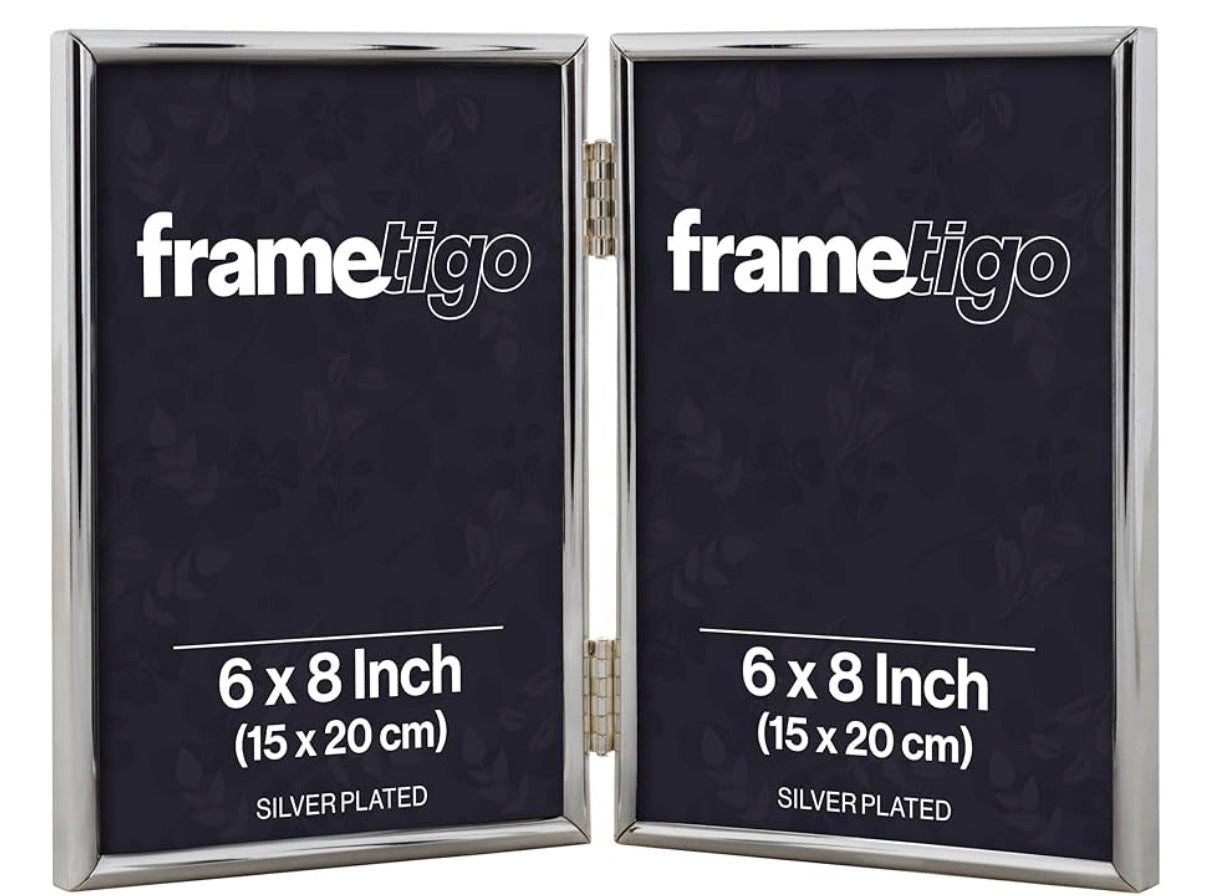 Silver Plated Thin Edge Double Photo Frame (Frametigo) 6"x8" 15x20cm